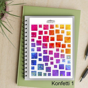PLANNER BASICS Quadrate Klebepunkte Konfetti Markierungen Planer Kalender Bullet Journal verschiedene Farben Easy Peel Off A6 Sticker Sheet