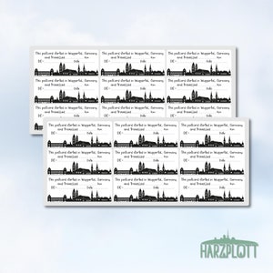 Postcrossing Sticker Wuppertal  Silhouette Skyline Nordrhein-Westfalen deutsche ID km Datum Stickerbogen Easy Peel Off Sticker Sheet