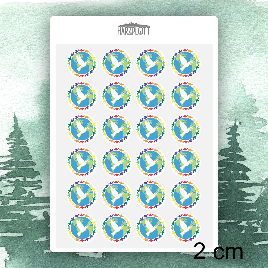 Peace Dove Earth Humanity Symbol Stickers Postcrossing Bujo Planner ...