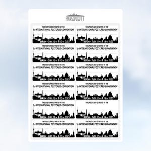 Première convention internationale de cartes postales à Berlin pour le 20e anniversaire de Postcrossing Sticker ID Allemagne Silhouette Skyline Capital
