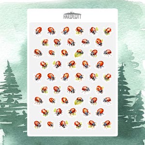 Sticker kleine niedliche Marienkäfer Glücksbringer Frühling Frühjahr Bullet Journal Planner Stickerbogen A6 Easy Peel Off Sticker Sheet