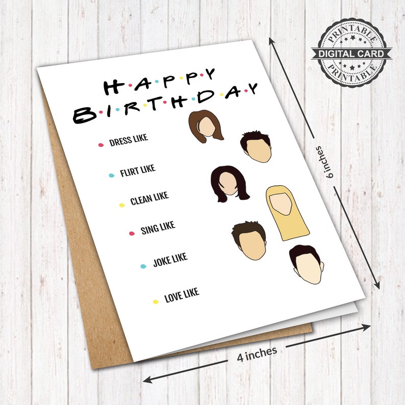 Friends Tv Series Printable Birthday Card Cool Birthday Card  Etsy