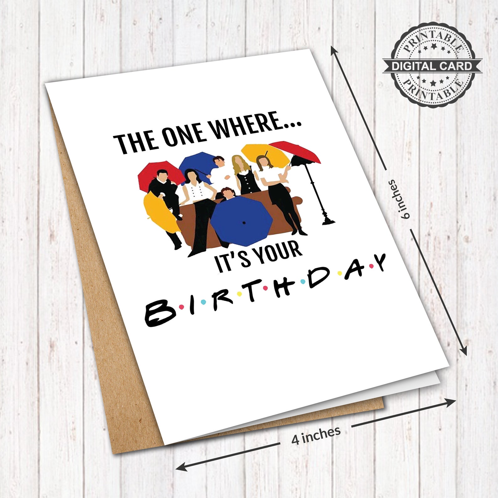 Friends Tv Series Printable Birthday Card It's Your | Etsy
