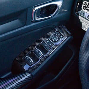 NINTE For 2022-2025 11th Gen Honda Civic Window Lift Panel Switch Cover Trim ABS Carbon Fiber