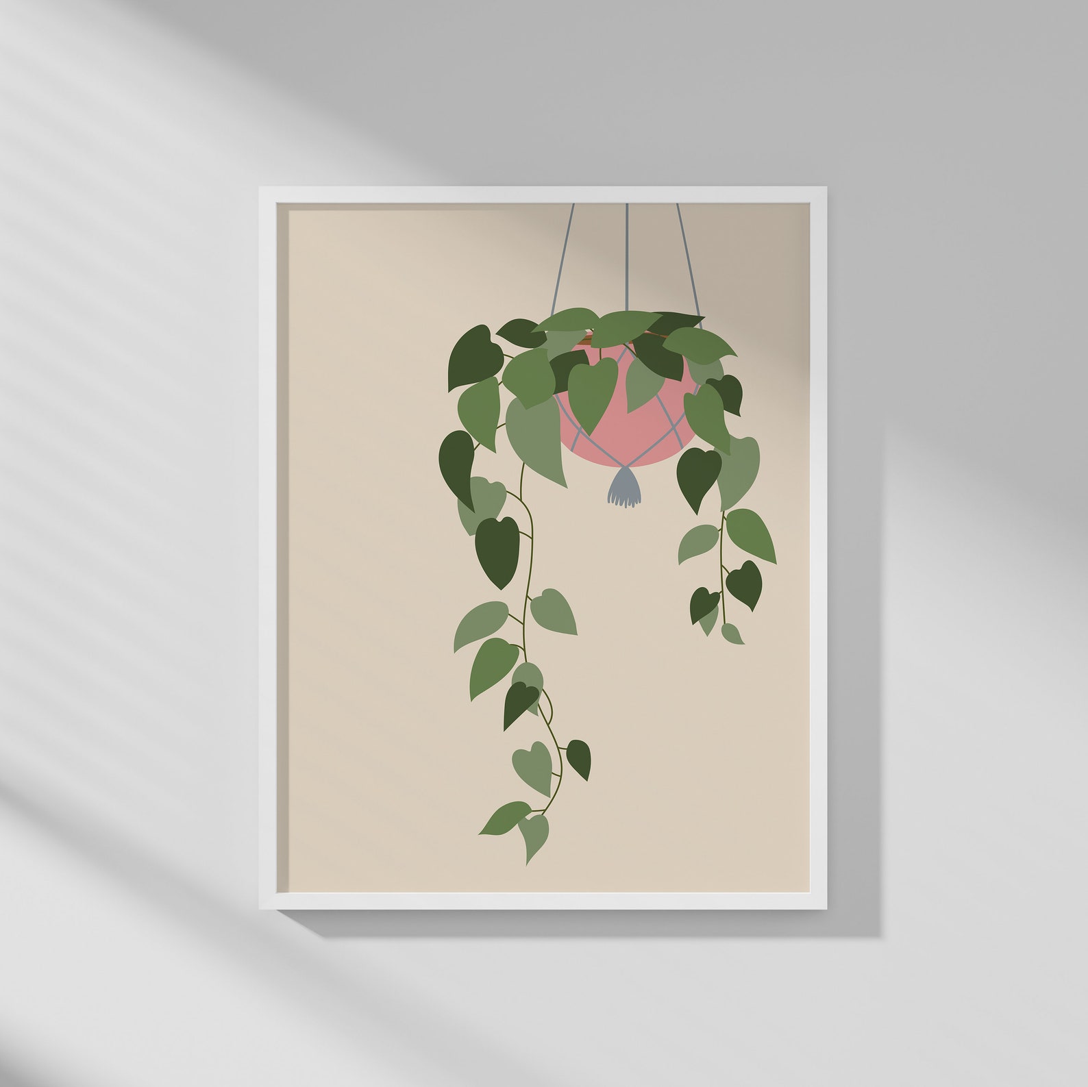 Hanging plant print house plant wall art house plant art | Etsy