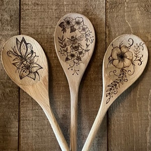 Single Wooden Spoon Woodburned Spoons Baking Puns Pyrography Woodburning  Art Gift for Mom Wedding Mother's Day 