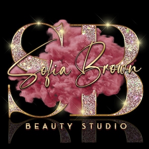 Gold Pink Watercolor Logo, Smoke Logo, Beauty Logo, Glitter Logo, Makeup Artist Logo, Boutique Logo, Hair Logo, Lashes Logo, Nails Logo