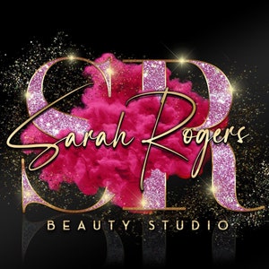 Gold Pink Watercolor Logo, Smoke Logo, Beauty Logo, Glitter Logo, Makeup Artist Logo, Boutique Logo, Hair Logo, Lashes Logo, Nails Logo