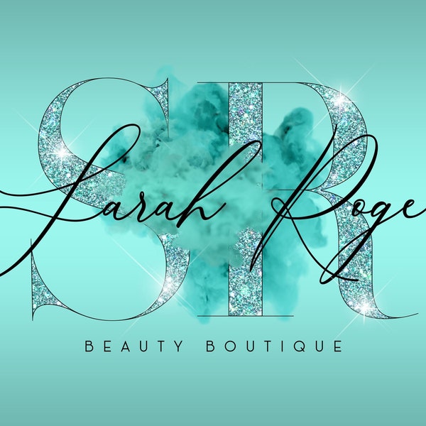 Turquoise Watercolor Logo, Smoke Logo, Beauty Logo, Makeup Artist Logo, Signature Logo, Boutique Logo, Hair Logo, Lashes Logo, Nails Logo