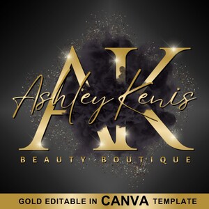 DIY Gold Foil Logo Design for Hair, Nails, Lash, Beauty, Boutique and Salon Editable In Canva