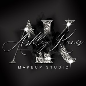 Black Silver Glitter Logo, Smoke Logo, Beauty Logo, Makeup Artist Logo, Signature Logo, Boutique Logo, Hair Logo, Lashes Logo, Nails Logo