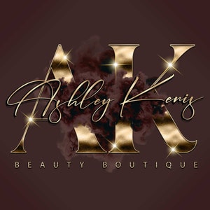 Gold Brown Watercolor Logo, Smoke Logo, Beauty Logo, Makeup Artist Logo, Signature Logo, Boutique Logo, Hair Logo, Lashes Logo, Nails Logo