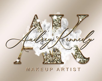 Beige Gold Glitter Logo, Smoke Logo, Beauty Logo, Makeup Artist Logo, Signature Logo, Boutique Logo, Hair Logo, Lashes Logo, Nails Logo