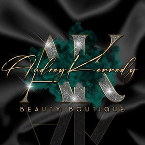 Emerald  Silver Gold Logo, Smoke Logo, Beauty Logo, Makeup Artist Logo, Signature Logo, Boutique Logo, Hair Logo, Lashes Logo, Nails Logo