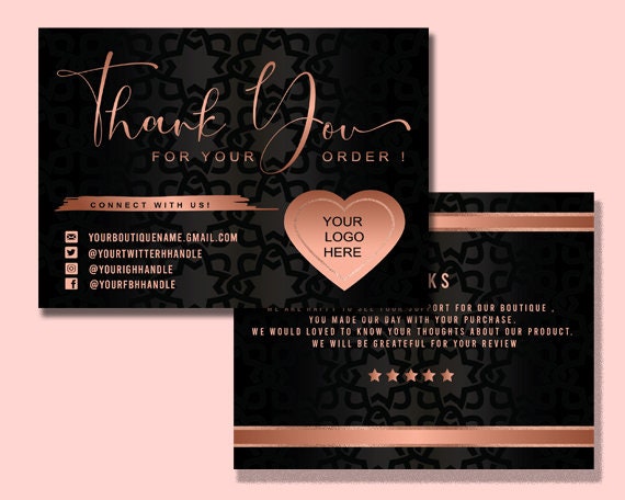 Premade Thank You Card Printable, Thank You Card Template, Customer Thank You Note, Order Insert Card Customer Relationship Card