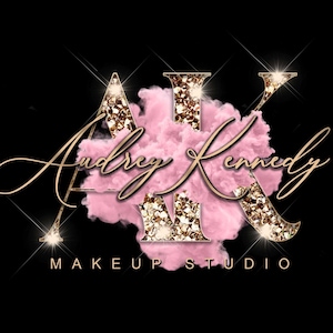 Pink Gold Glitter Logo, Smoke Logo, Beauty Logo, Makeup Artist Logo, Signature Logo, Boutique Logo, Hair Logo, Lashes Logo, Nails Logo