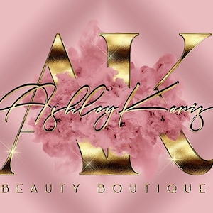 Rose Gold Watercolor Logo, Smoke Logo, Beauty Logo, Makeup Artist Logo, Signature Logo, Boutique Logo, Hair Logo, Lashes Logo, Nails Logo