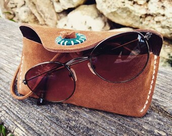 Leather Glasses Case. Handmade. Made in Menorca.