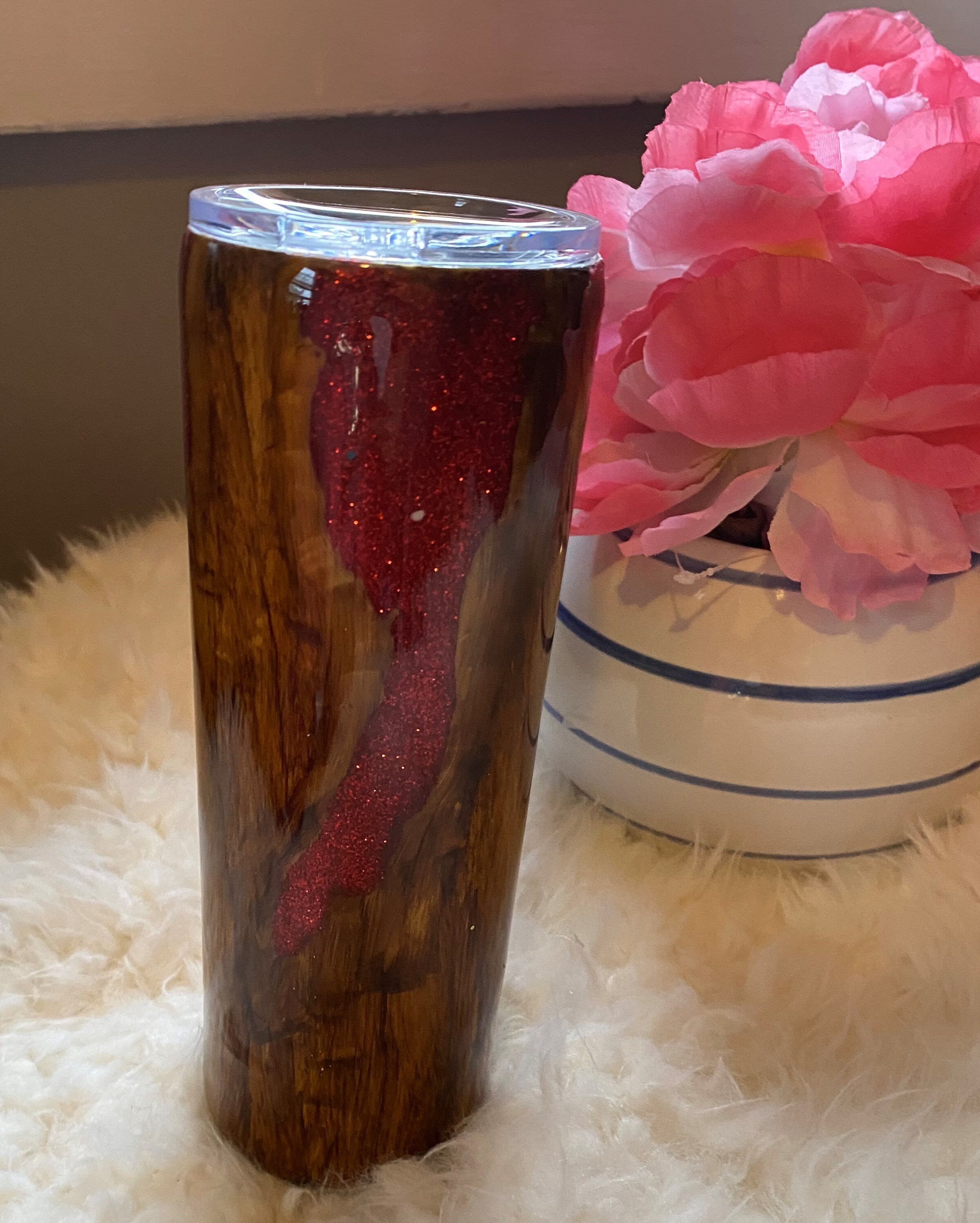 Download Woodgrain Peekaboo /20oz Skinny Tumbler/ Hummingbird/ Pink ...