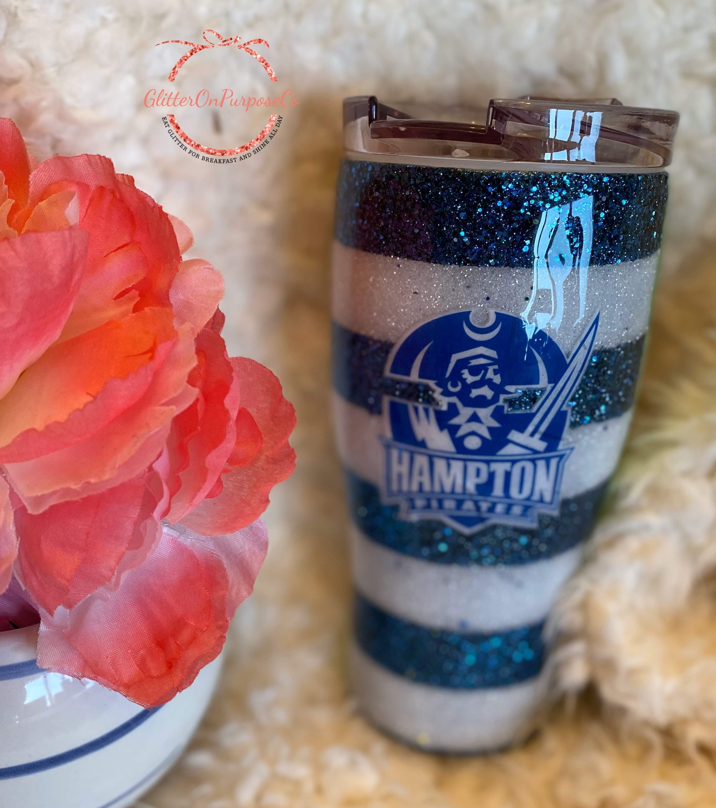 Glitter Stripe School Spirit Tumbler/School Spirit/Gift for Him/Gift for Her /Birthday Gift/20oz