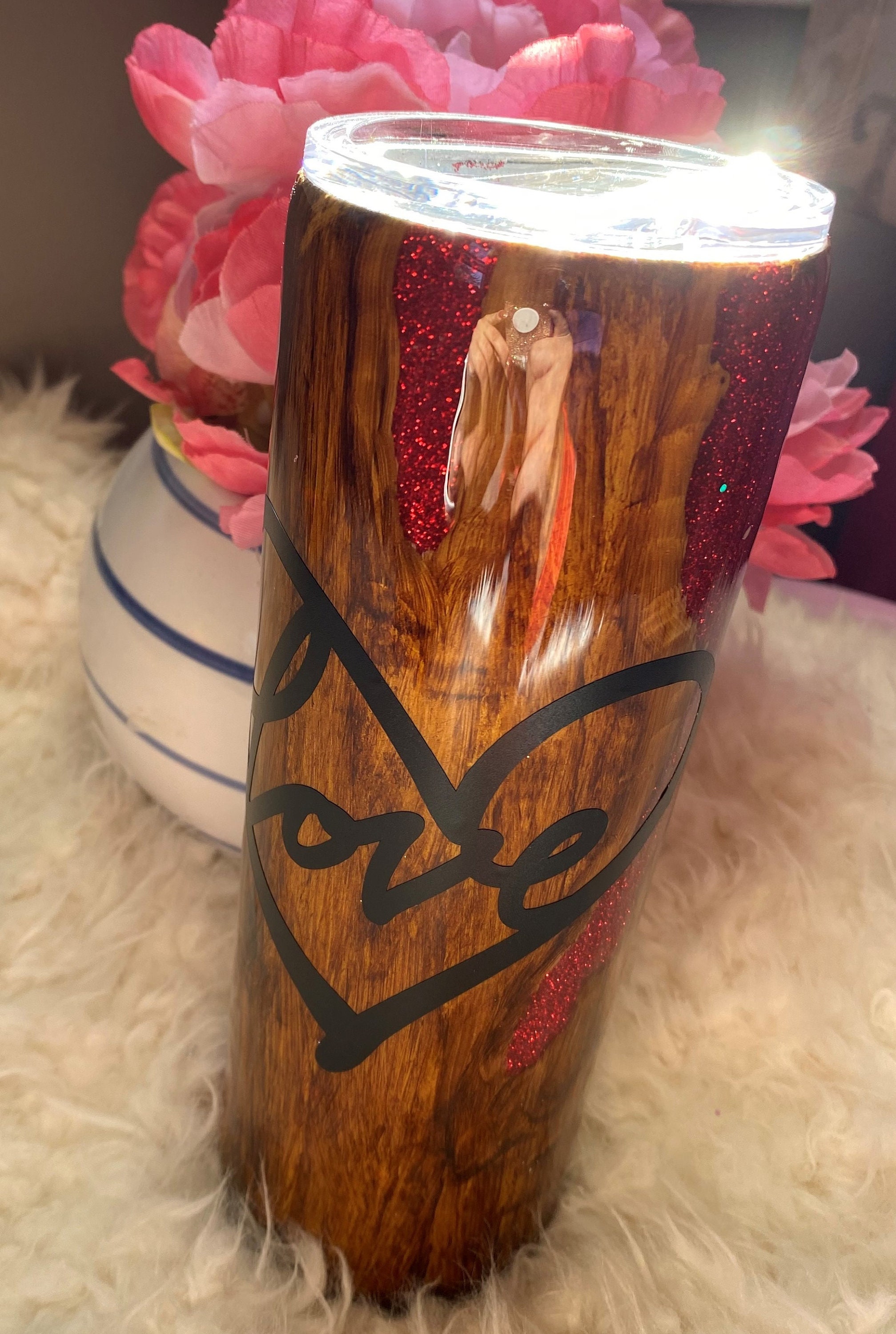 Download Woodgrain Peekaboo /20oz Skinny Tumbler/ Hummingbird/ Pink ...