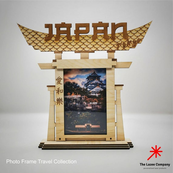 Personalised Travel Japan Photo Frame W/ Removable Stand - Laser