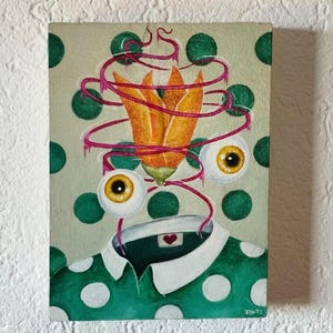 Peinture ORIGINALE « La Tulipe » Lowbrow/ surréalisme pop