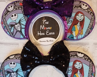 Jack and Sally ears Purple or Black - Stained glass