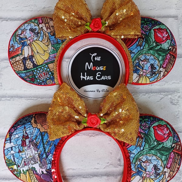Beauty and the Beast stained glass ears