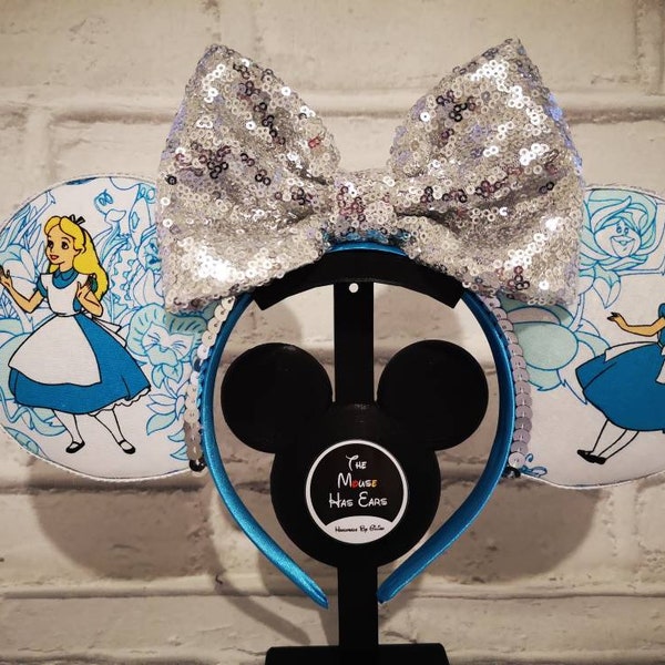 Alice in Wonderland ears - Silver bow