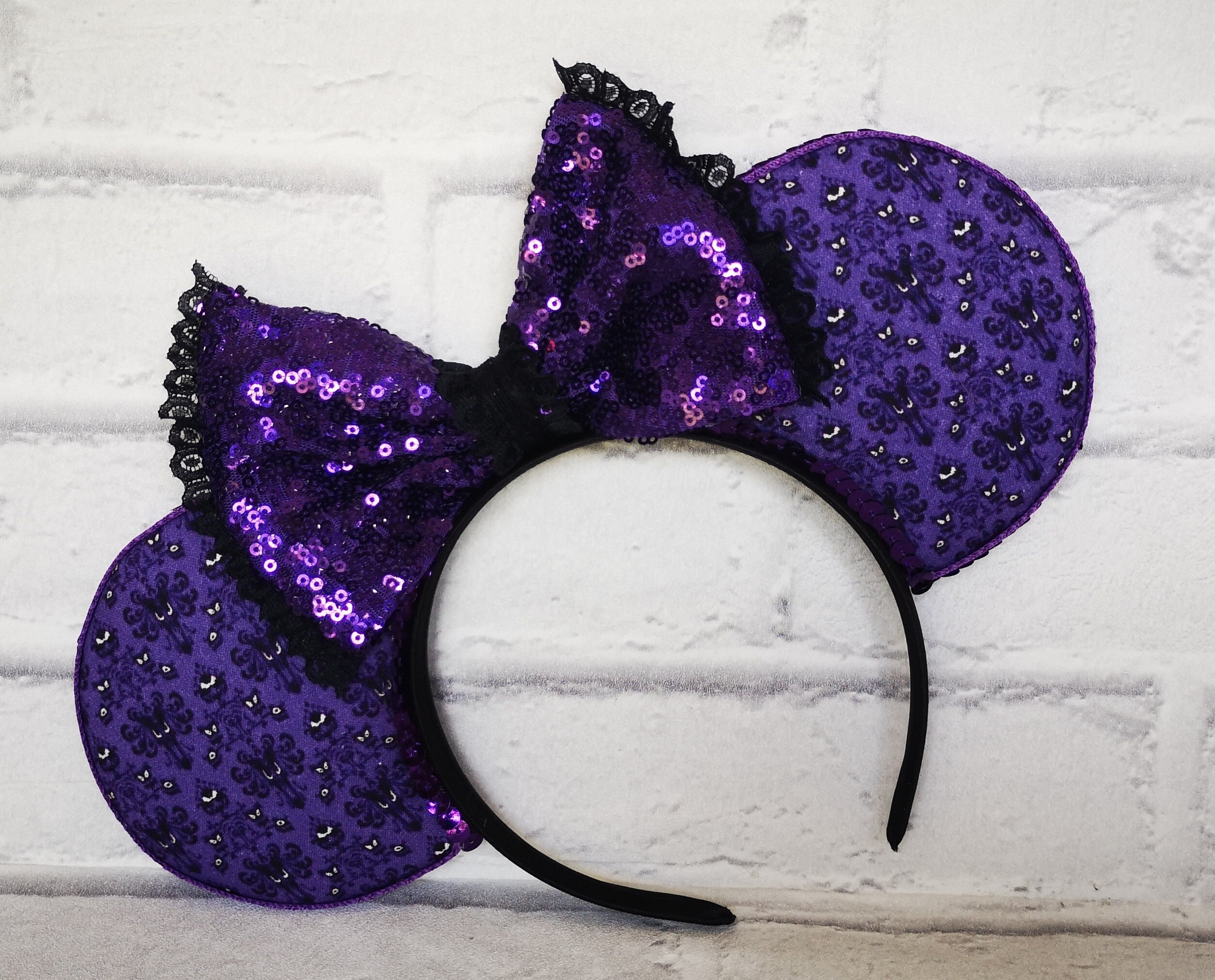 Handmade Disney Inspired Haunted Mansion Sequin Mouse Ear Headband - NWOT New The Haunted Mansion Minnie Mouse Ear Headband Keychain  main image 2