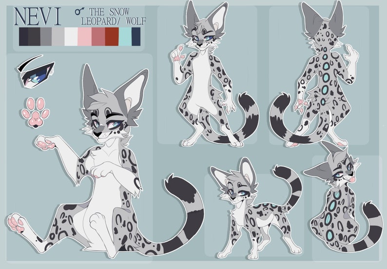 Furry/ fursona reference sheet digital | Etsy