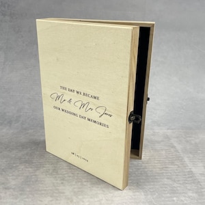 Caja de recuerdo de boda personalizada / Caja A4 para certificado de boda, fotos y recuerdos del gran día / Regalo de boda perfecto