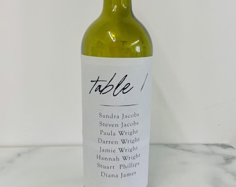 Personalized Wedding Table Number Wine Bottle Labels