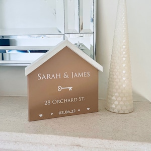Personalised New Home Ornament | Wooden First Home Gift | Free standing House sign