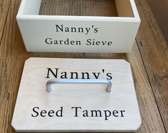 Handmade Garden Tool Set: Soil Sieve & Seed Tray Tamper