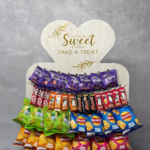 Love is Sweet please take a treat, Wedding Snack Bar Display Board, Customise To your Own Wedding Theme, Crisp Wall