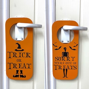Double Sided Halloween Door Hanger: Trick or Treat / Out of Treats
