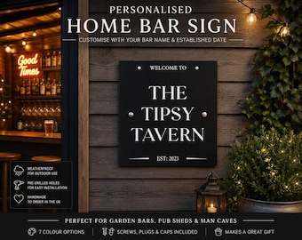 Personalised Home Bar Sign, Custom Pub Shed Sign, Garden Bar Decor, Man Cave Sign, Outdoor Bar Sign, Father’s Day Gift For Dad