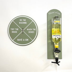 Customisable home bar sign bundle, single personalised optic and comedy &#39;chore&#39; spinner duo. Perfect gift for Christmas | Gin Lovers Gift
