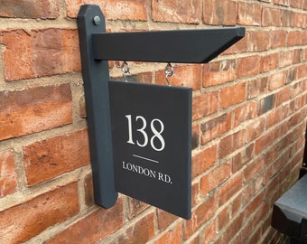 Customisable Hanging House sign, House number sign, new home gift, Christmas Gift for New Home Owners