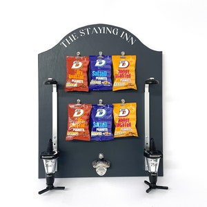 Custom Home Bar Display: Wall Mounted Optics, Bottle Opener & Snack Clips