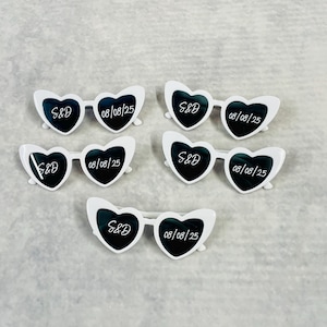 Personalized White Heart Sunglasses: Wedding Photo Prop