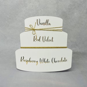 Personalisierbare Hochzeitstorte Menü Zeichen | Hochzeitstorte Aroma Display | Freistehendes abgestuftes Hochzeitstortenschild | Hochzeitstorte Dekor