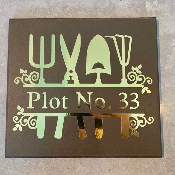 Placa de horta personalizada: decoração de jardim feita à mão em madeira