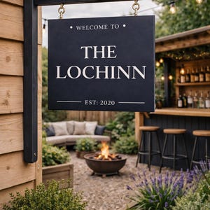 Personalised Home Bar Sign UK | Hanging Garden Pub Sign | Custom Man Cave Gift for Dad | Outdoor Wooden Bar Sign Double Sided