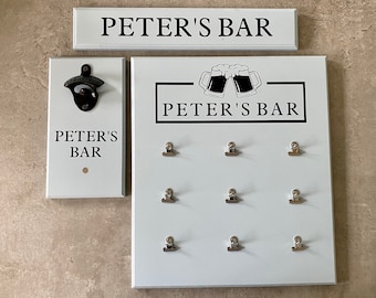 Home Bar Accessory Bundle | Home Bar Sign | Bar Snack Sign | Bottle Opener | Man Cave Accessories