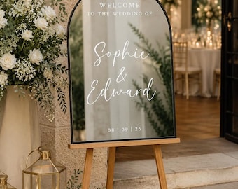 Personalised Wedding Mirror Sign, Wedding Welcome Sign, Custom Welcome Mirror, Wedding Entrance Decor, Mirror With Easel Option, Keepsake