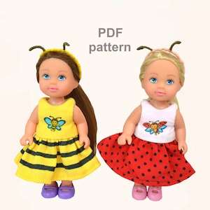 Schnittmuster Kleid, 12 cm Puppenkleidung, PDF + gratis Video Nähanleitung