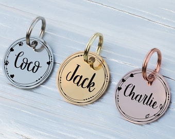 Etiqueta de perro personalizada Etiqueta de identificación de mascota personalizada, Etiqueta de collar de gato, Etiqueta de nombre de perro grabada, Etiqueta de nombre de gato lindo, Etiqueta de identificación de perro, Etiqueta de mascota para gatito cachorro